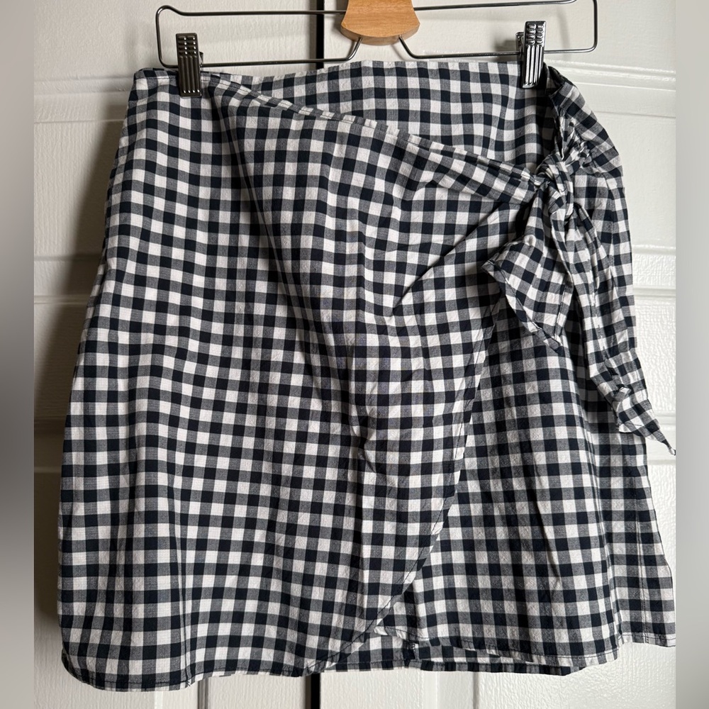 Gingham Mini Wrap Skirt with Bow Tie 4 Preppy Lightweight Beach Travel Cottage